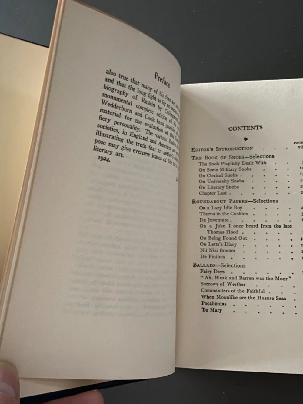 Antique Thackeray Pocket University Book, Victorian Literature Anthology, The Bo